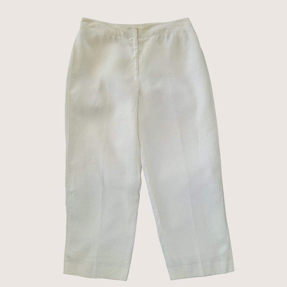 RAFAELLA CREAM LINEN PANTS SIZE 10